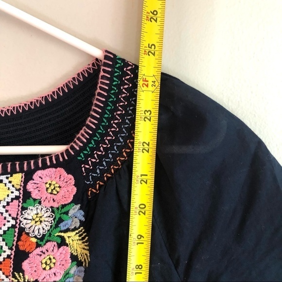 Talbots Floral Embroidered Top Short Sleeve 100% Cotton Blue Colorful Sz Small - Picture 9 of 10